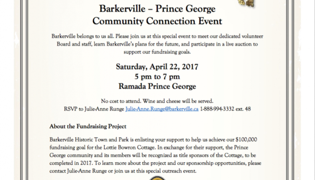 Barkerville Prince George Community Connection Event
